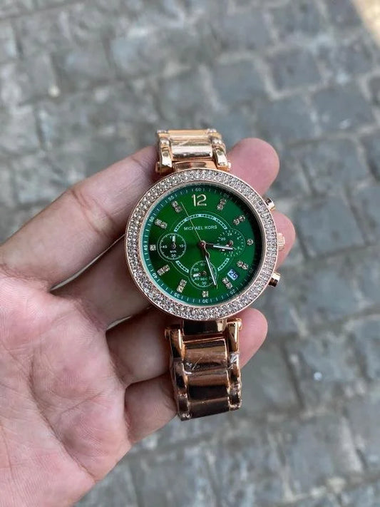 Velmora Parker Women’s Watch – Emerald Crystal Luxe Edition ( MK )