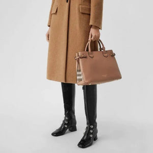 Velmora Banner Medium Tote Bag – Brown Heritage Edition ( Burberry )