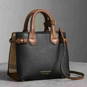 Velmora Banner Medium Tote Bag – Black Brown Heritage Edition ( Burberry )