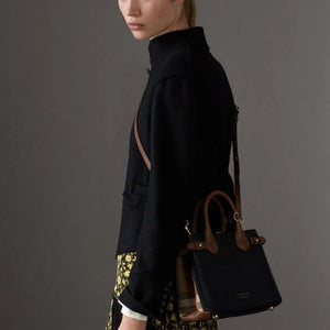 Velmora Banner Medium Tote Bag – Black Brown Heritage Edition ( Burberry )