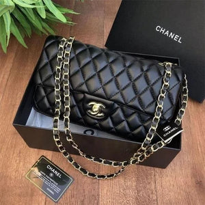 Velmora Quilted Double Flap Shoulder Bag – Noir Luxe Edition ( Chanel )