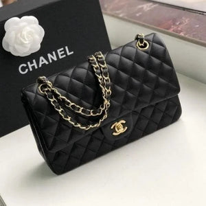 Velmora Quilted Double Flap Shoulder Bag – Noir Luxe Edition ( Chanel )