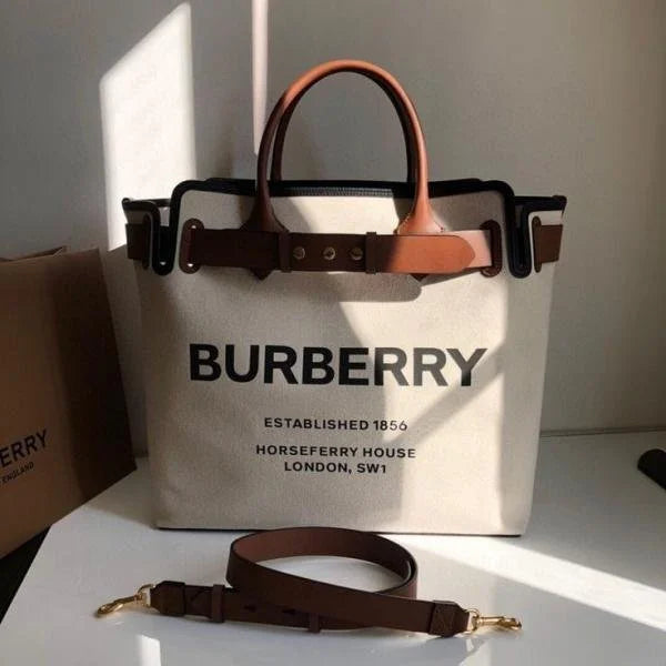 Velmora Belted Canvas Tote Bag – Horseferry Heritage Edition ( Burberry )