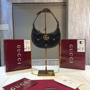 Velmora Half Moon Shoulder Bag – Noir Gold Luxe Edition ( Gucci )