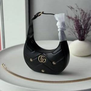 Velmora Half Moon Shoulder Bag – Noir Gold Luxe Edition ( Gucci )