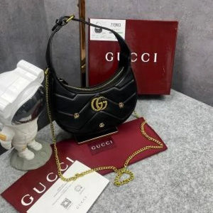 Velmora Half Moon Shoulder Bag – Noir Gold Luxe Edition ( Gucci )