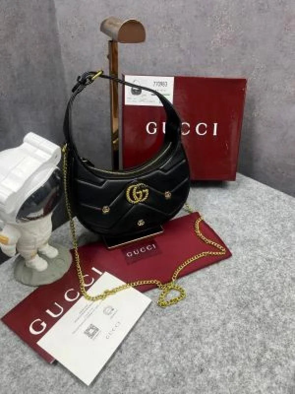 Velmora Half Moon Shoulder Bag – Noir Gold Luxe Edition ( Gucci )