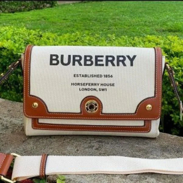Velmora Canvas Leather Shoulder Bag – Beige Brown Heritage Edition ( Burberry )
