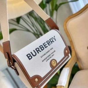 Velmora Canvas Leather Shoulder Bag – Beige Brown Heritage Edition ( Burberry )