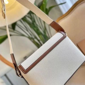 Velmora Canvas Leather Shoulder Bag – Beige Brown Heritage Edition ( Burberry )