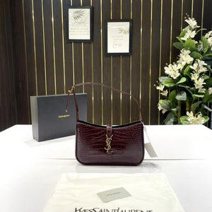 Velmora Hobo Bag – Embossed Burgundy, Premium Edition ( YSL )