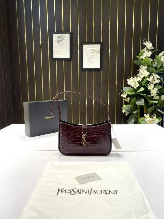 Velmora Hobo Bag – Embossed Burgundy, Premium Edition ( YSL )