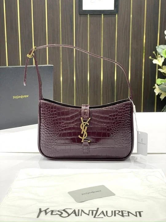 Velmora Hobo Bag – Embossed Burgundy, Premium Edition ( YSL )