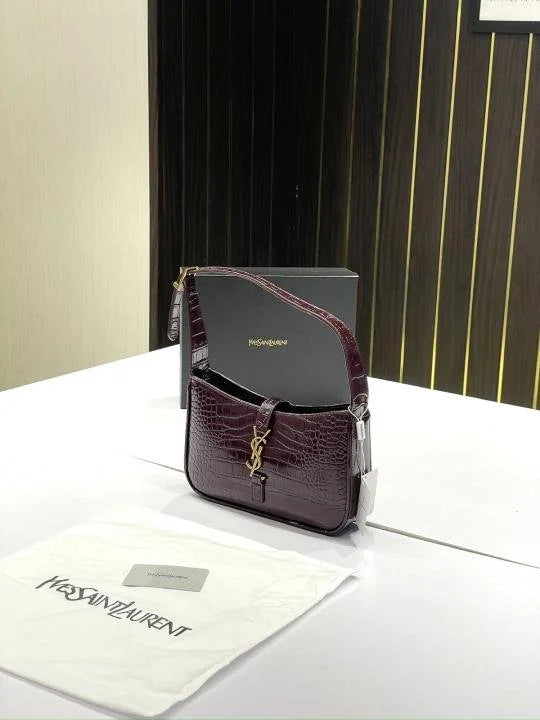 Velmora Hobo Bag – Embossed Burgundy, Premium Edition ( YSL )