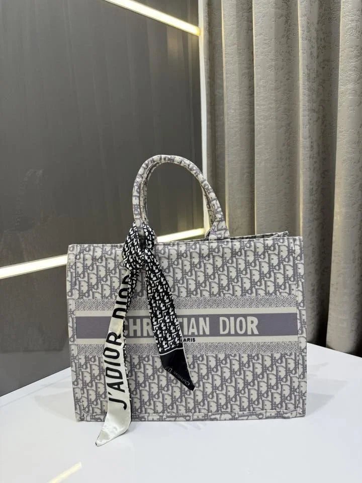 Velmora Grey Monogram Zipper Dior Tote Bag – Signature Travel Luxe Edition