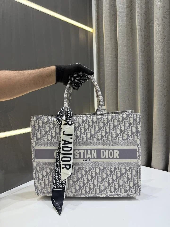Velmora Grey Monogram Zipper Dior Tote Bag – Signature Travel Luxe Edition
