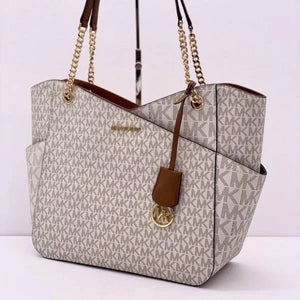 Velmora Jet Set Travel Chain Shoulder Tote Bag – Signature Monogram Luxe Edition