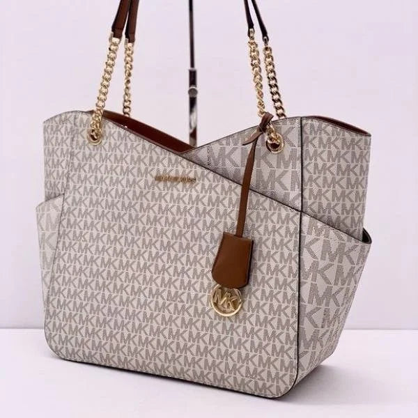 Velmora Jet Set Travel Chain Shoulder Tote Bag – Signature Monogram Luxe Edition