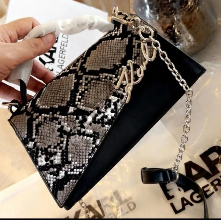 Velmora Karl Lagerfeld Inspired Shoulder Bag – Black & Grey Signature Edition