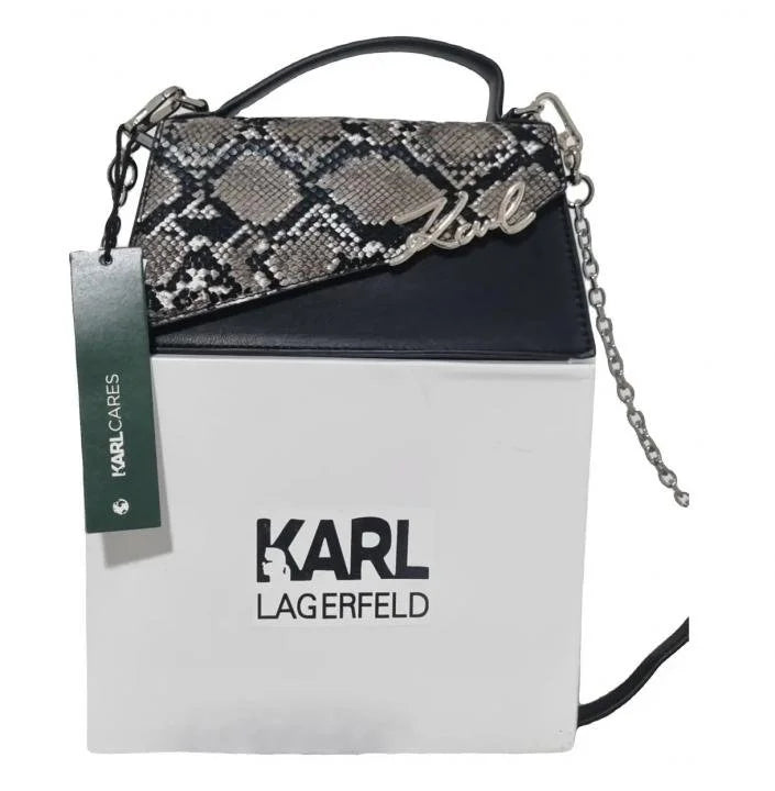 Velmora Karl Lagerfeld Inspired Shoulder Bag – Black & Grey Signature Edition