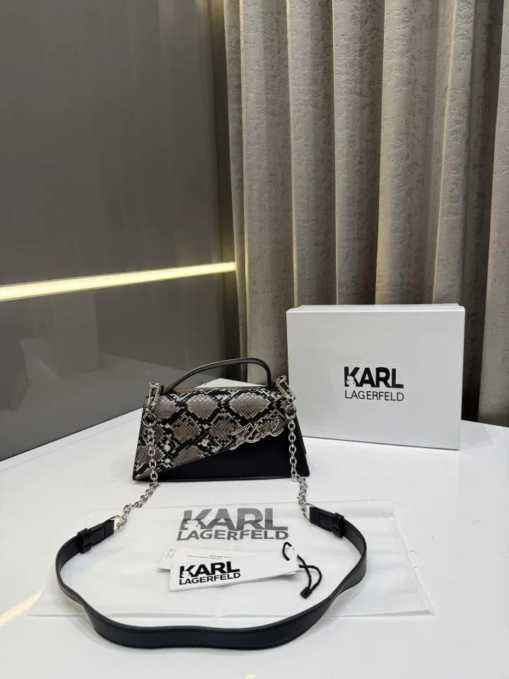 Velmora Karl Lagerfeld Inspired Shoulder Bag – Black & Grey Signature Edition