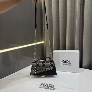 Velmora Karl Lagerfeld Inspired Shoulder Bag – Black & Grey Signature Edition