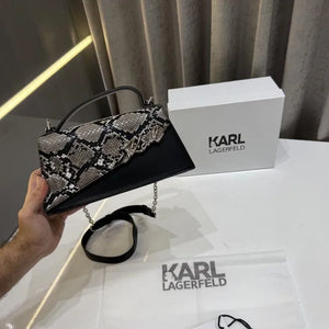 Velmora Karl Lagerfeld Inspired Shoulder Bag – Black & Grey Signature Edition