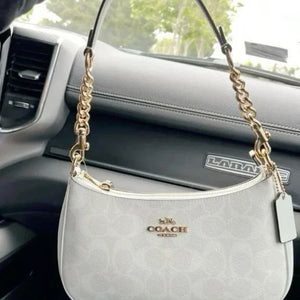 Velmora Teri Shoulder Bag – White Monogram Signature Edition
