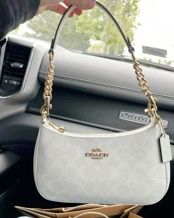 Velmora Teri Shoulder Bag – White Monogram Signature Edition