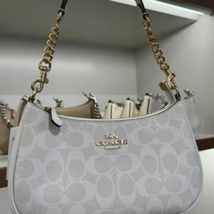 Velmora Teri Shoulder Bag – White Monogram Signature Edition