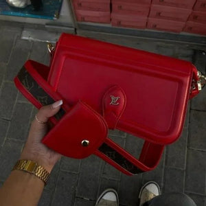 Velmora Officer Pochette Bag – Rouge Red, Premium Edition ( LV )