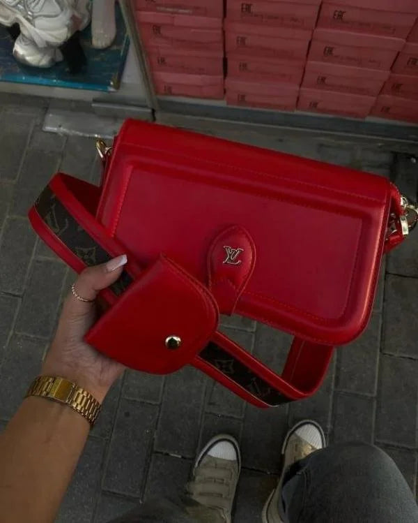 Velmora Officer Pochette Bag – Rouge Red, Premium Edition ( LV )