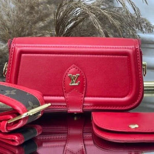 Velmora Officer Pochette Bag – Rouge Red, Premium Edition ( LV )
