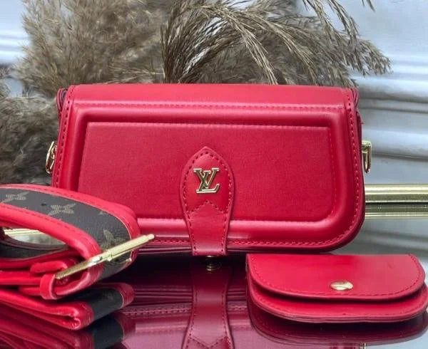 Velmora Officer Pochette Bag – Rouge Red, Premium Edition ( LV )