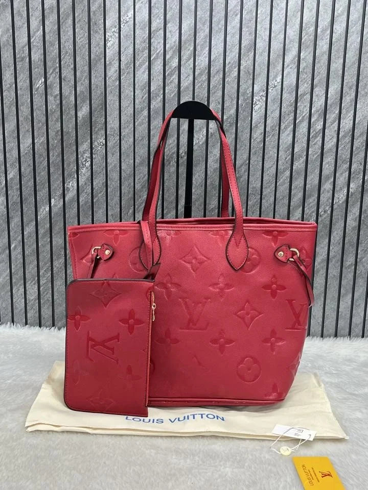 Velmora Neverfull Tote Bag – Crimson Red, Premium Edition ( LV )