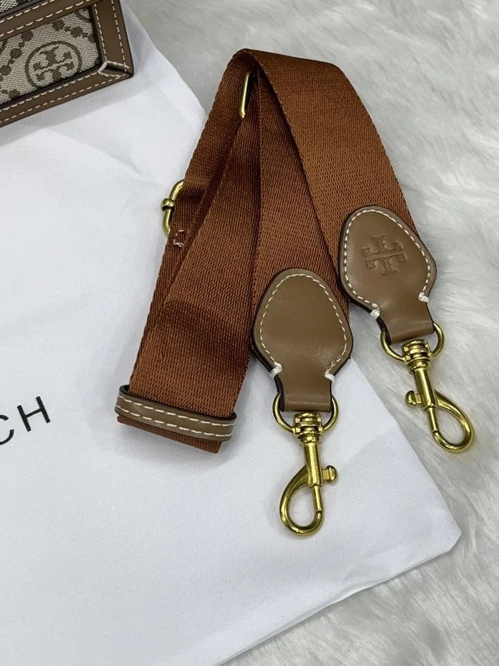 Velmora T Monogram Jacquard Crossbody Bag – Brown, Premium Edition (Tory Burch )