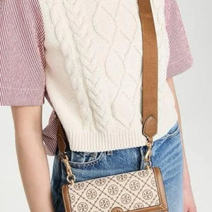 Velmora T Monogram Jacquard Crossbody Bag – Brown, Premium Edition (Tory Burch )