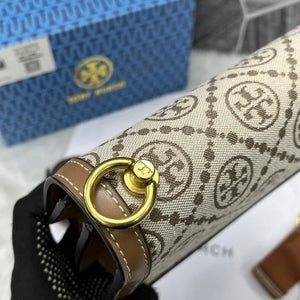 Velmora T Monogram Jacquard Crossbody Bag – Brown, Premium Edition (Tory Burch )