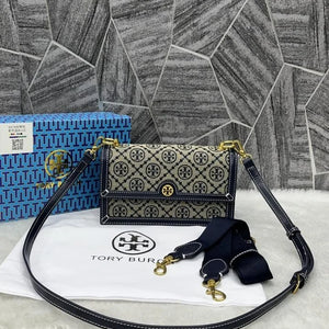 Velmora T Monogram Jacquard Crossbody Bag – Premium Edition ( Tory Burch )
