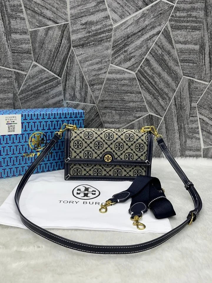 Velmora T Monogram Jacquard Crossbody Bag – Premium Edition ( Tory Burch )