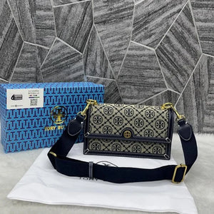 Velmora T Monogram Jacquard Crossbody Bag – Premium Edition ( Tory Burch )