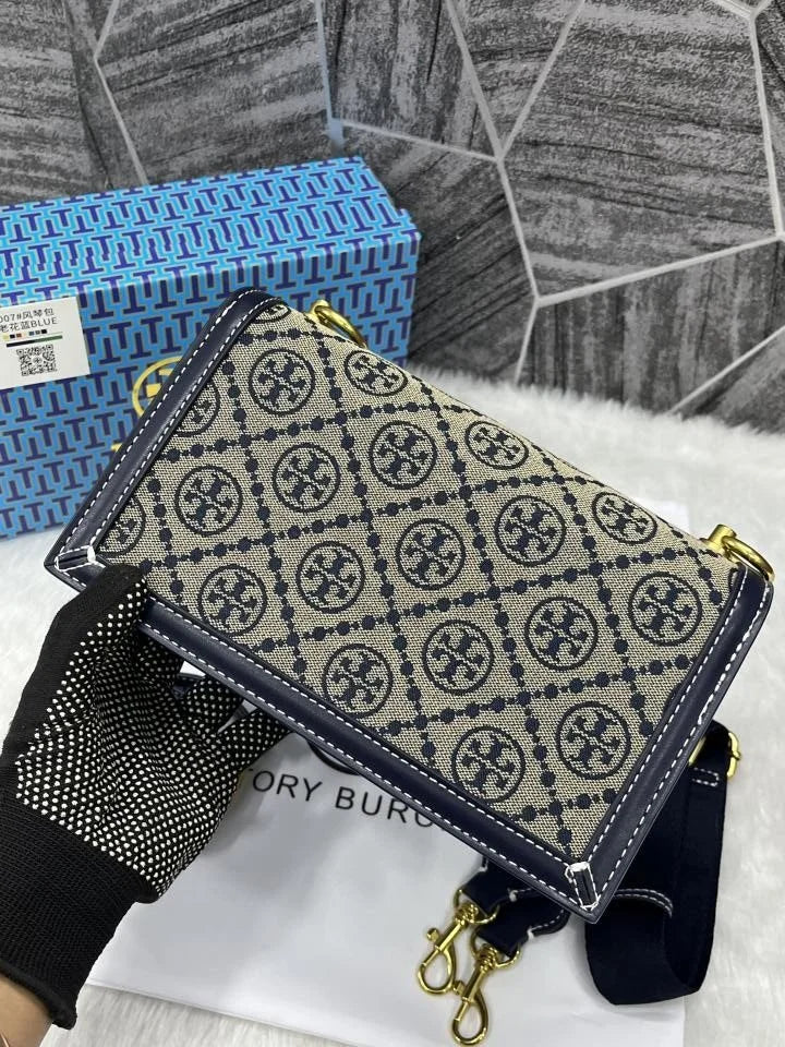 Velmora T Monogram Jacquard Crossbody Bag – Premium Edition ( Tory Burch )