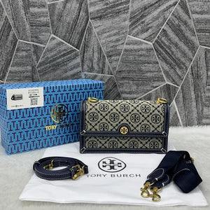 Velmora T Monogram Jacquard Crossbody Bag – Premium Edition ( Tory Burch )