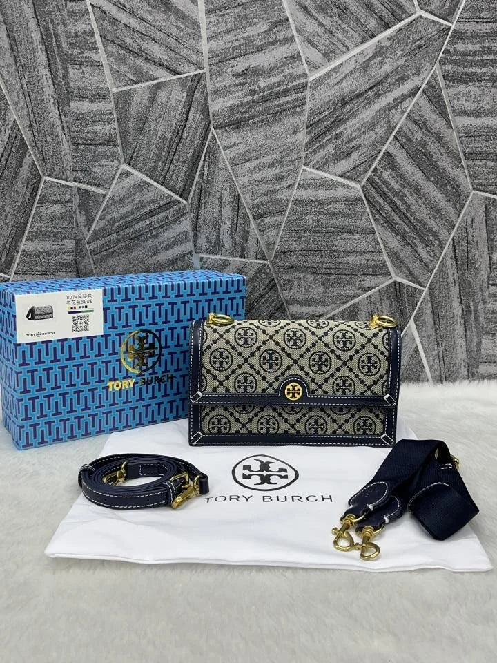 Velmora T Monogram Jacquard Crossbody Bag – Premium Edition ( Tory Burch )