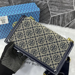 Velmora T Monogram Jacquard Crossbody Bag – Premium Edition ( Tory Burch )