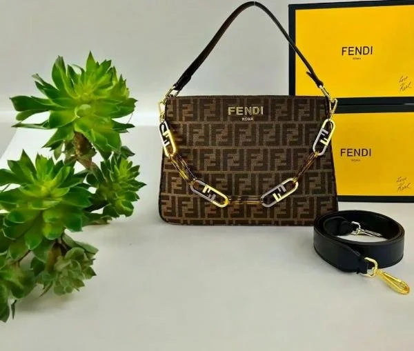 Velmora Medium Shoulder Tote Bag – Coffee Edition ( Fendi )