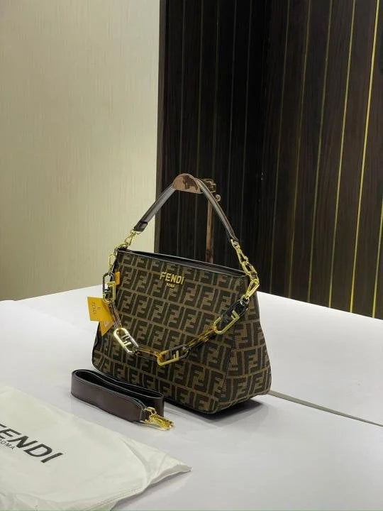 Velmora Medium Shoulder Tote Bag – Coffee Edition ( Fendi )