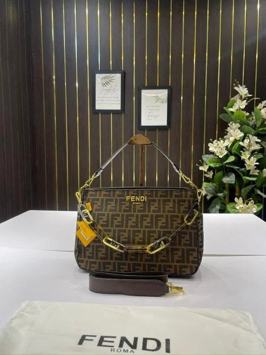 Velmora Medium Shoulder Tote Bag – Coffee Edition ( Fendi )