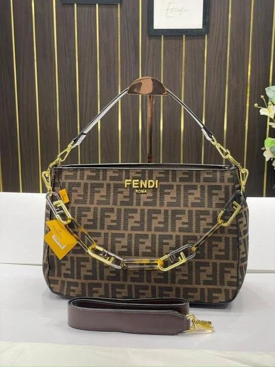 Velmora Medium Shoulder Tote Bag – Coffee Edition ( Fendi )