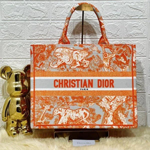 Velmora Tiger Print Book Tote – Orange 36cm ( Dior )
